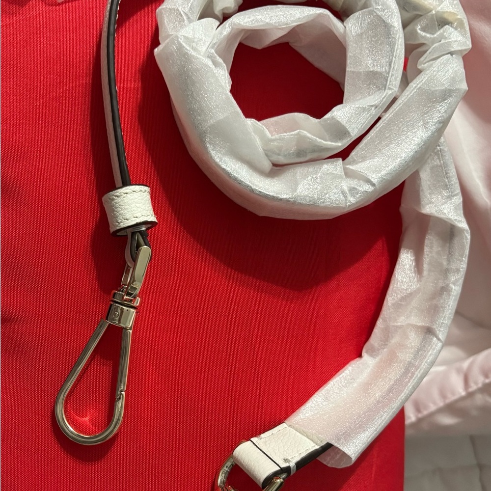 SOLD Kate Spade Bag Strap White Leather Silver Hardware Adjustable NWTs